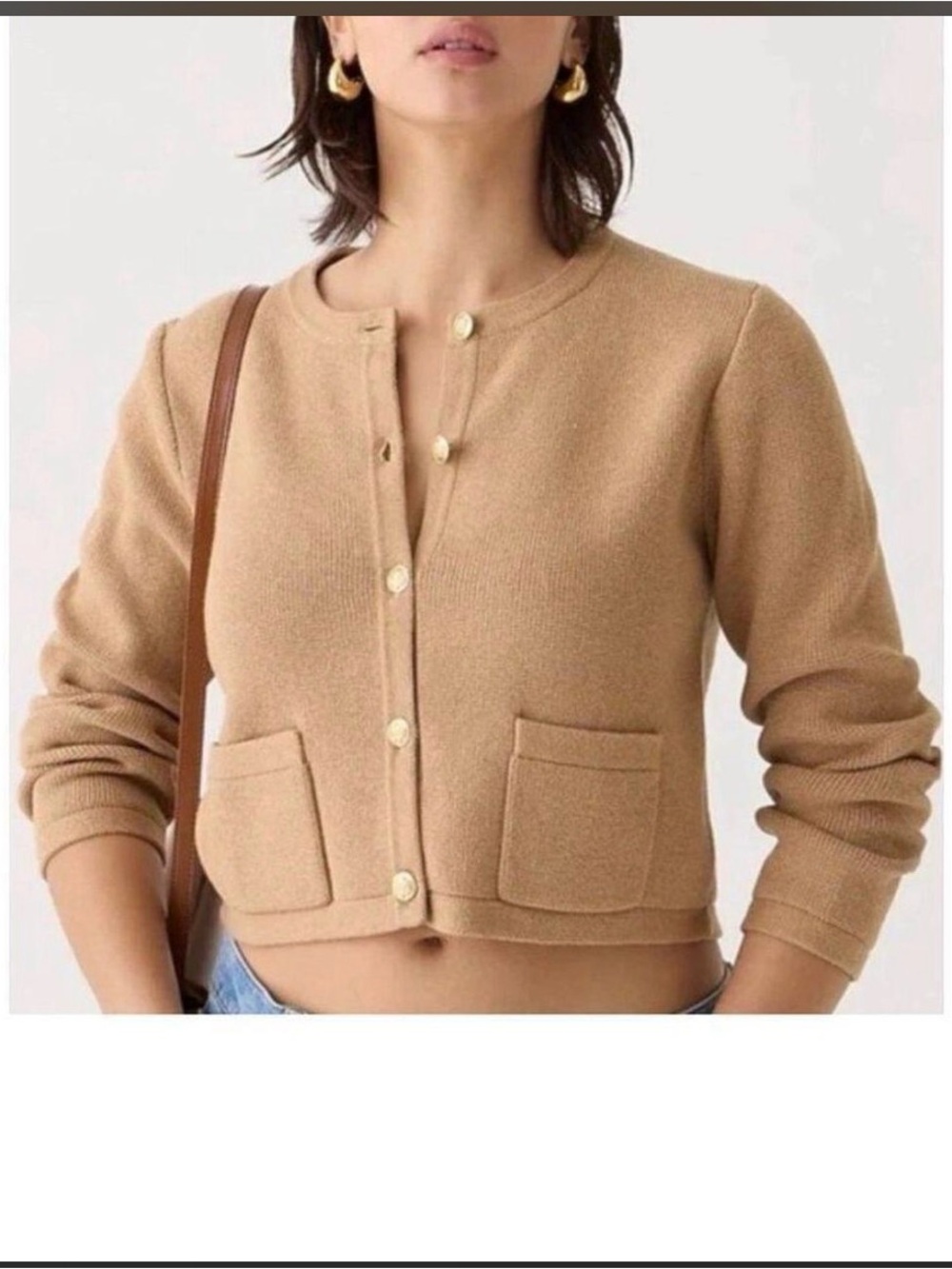 J.Crew Emilie Sweater Lady Jacket Tan M